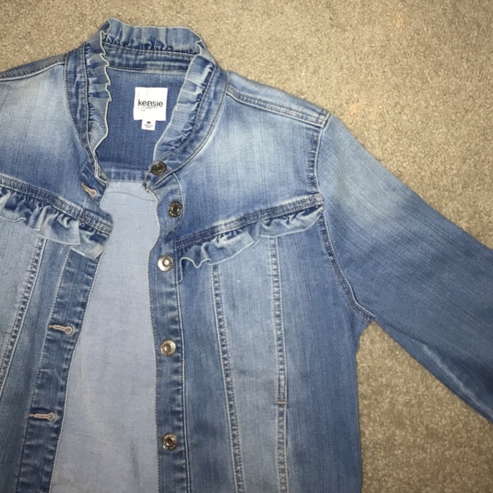 Ruffled Jean Jacket. Gently used